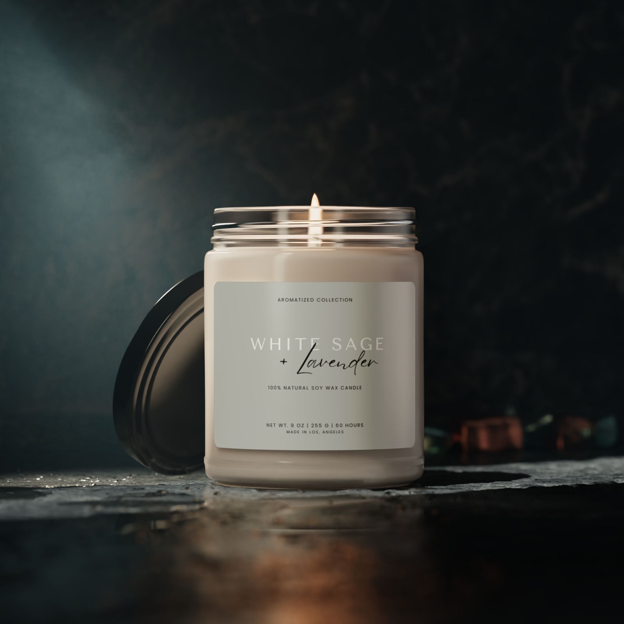 Relaxing White Sage & Lavender Soy Candle - Eco-Friendly Aromatherapy,