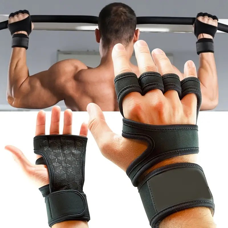 Silicone weightlifting gloves – pull-up grip and finger detail