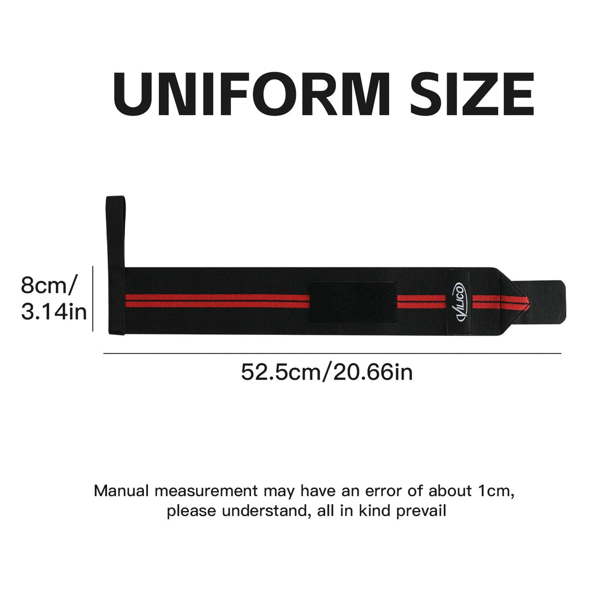 Elastic wrist wraps size chart – 52.5 cm x 8 cm