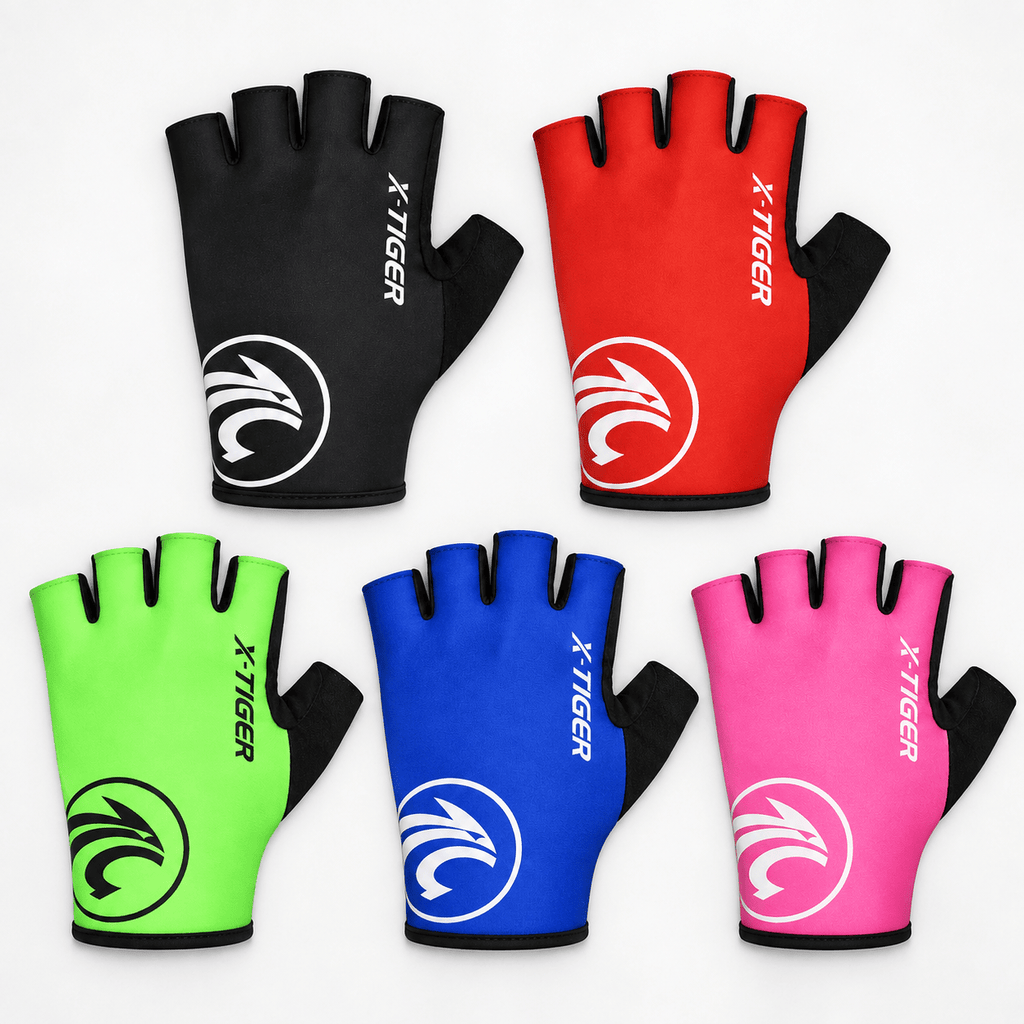 X-Tiger half-finger cycling gloves – all colors: black, red, green, blue, pink