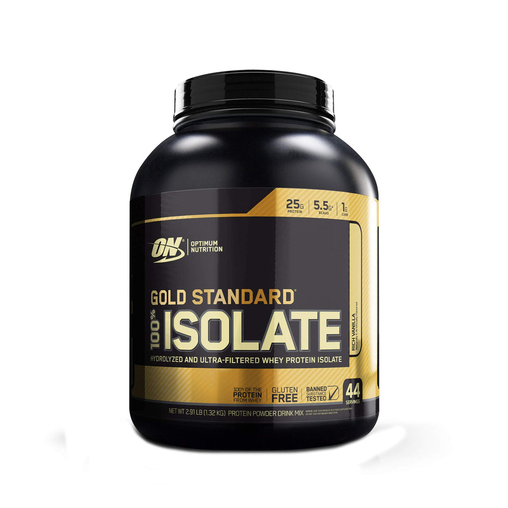 Optimum Nutrition Gold Standard 100% Isolate 3 LB TUB 2019 44 Servings New HYDROLYZED and Ultra Filtered Premium Isolate Protein (Vanilla) - Eleva Labs