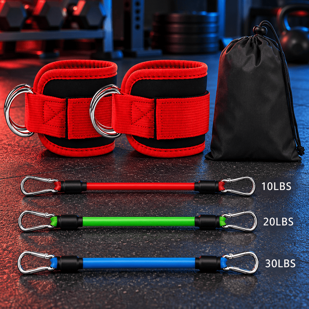 Ankle Resistance Band Set with Padded Cuffs - Eleva Labs