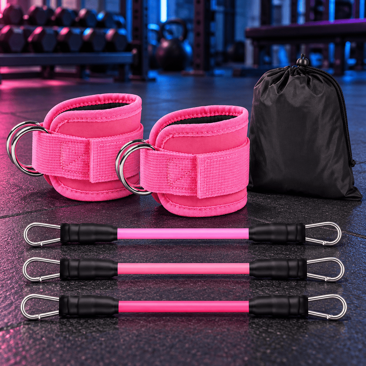 Ankle Resistance Band Set with Padded Cuffs - Eleva Labs