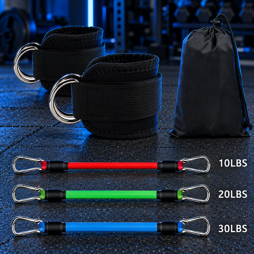 Ankle Resistance Band Set with Padded Cuffs