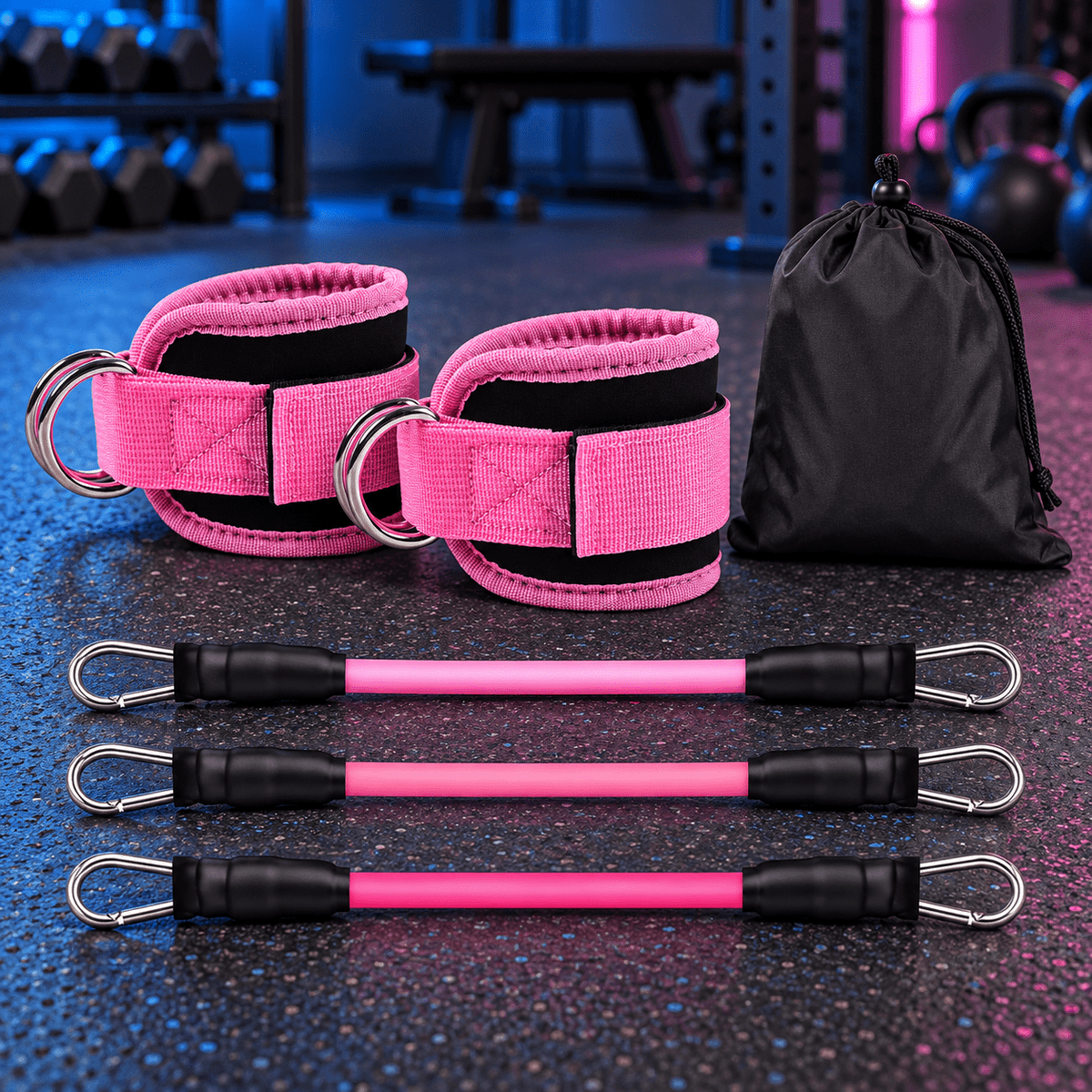 Ankle Resistance Band Set with Padded Cuffs - Eleva Labs