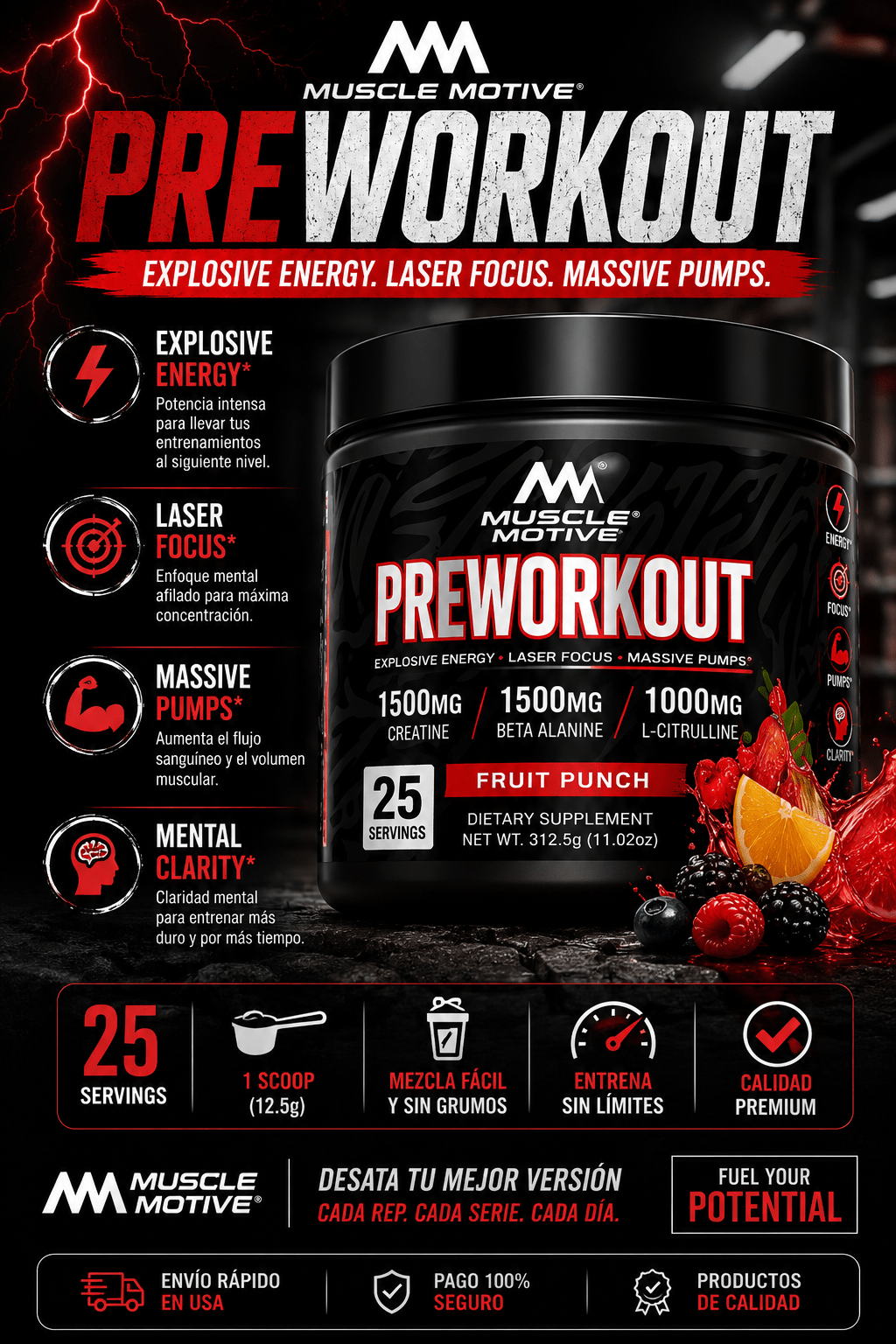 Muscle Motive Pre-Workout – Strawberry Lemonade - Eleva Labs