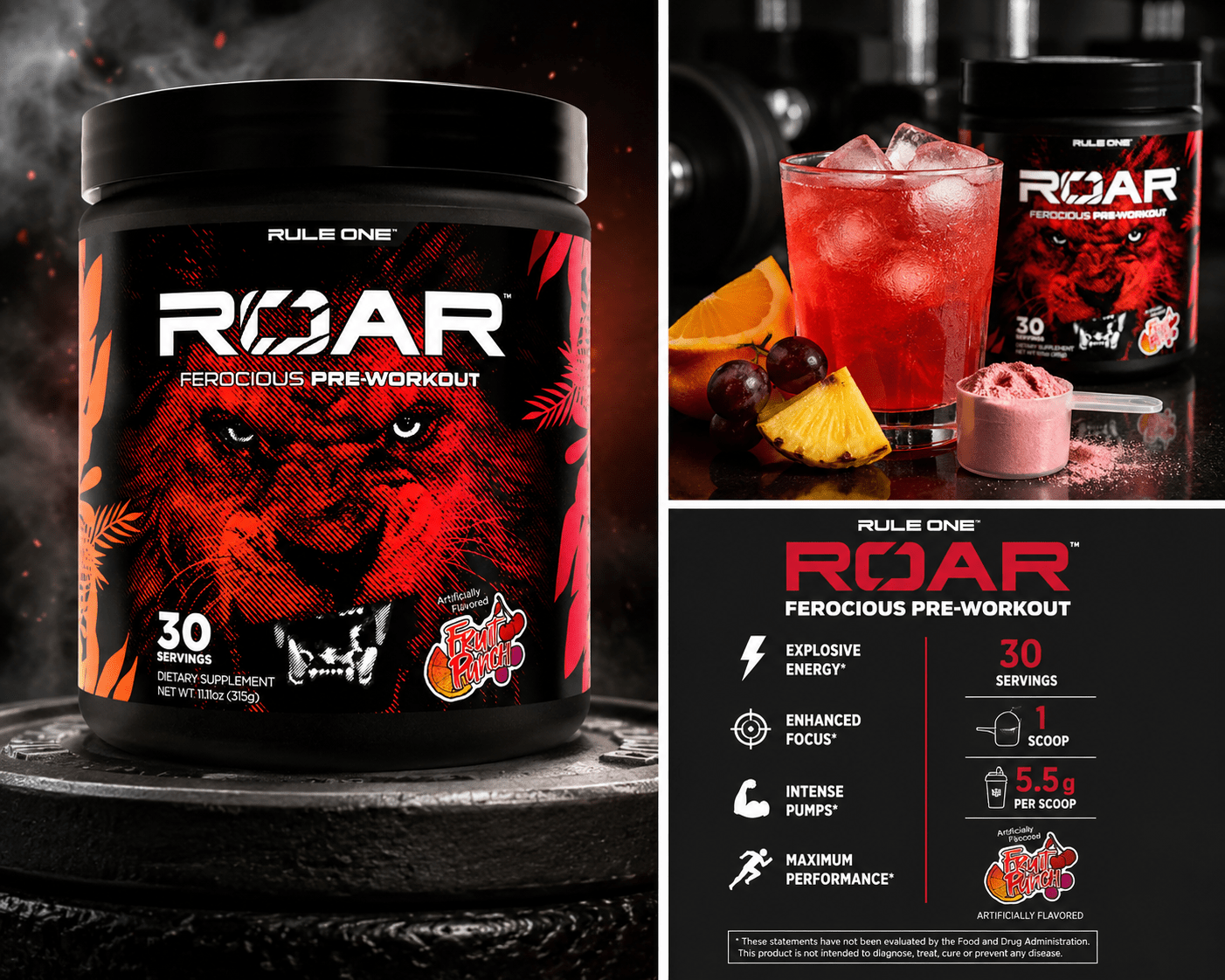 R1 ROAR Pre-Workout – Fruit Punch | 30 Servings - Eleva Labs