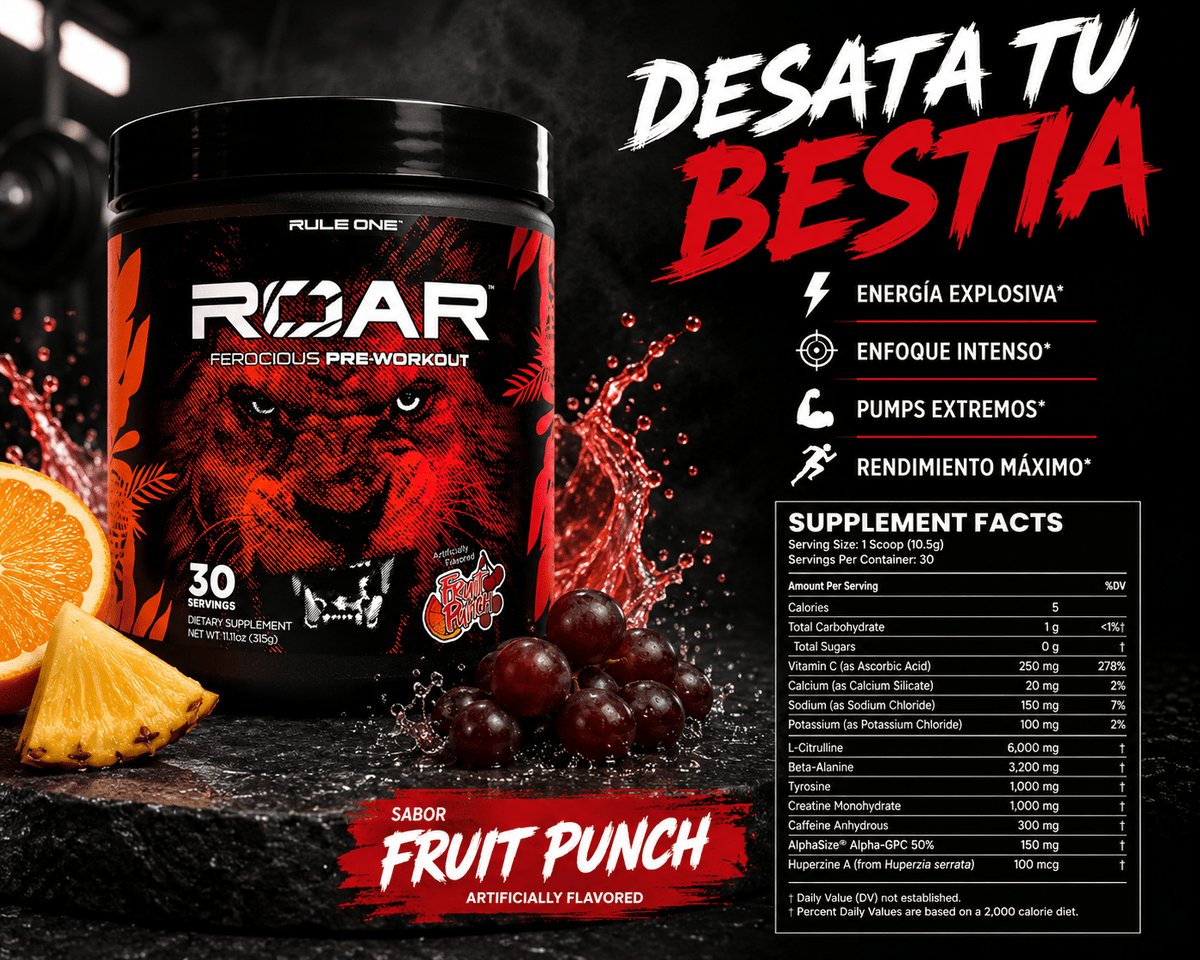 R1 ROAR Pre-Workout – Fruit Punch | 30 Servings - Eleva Labs