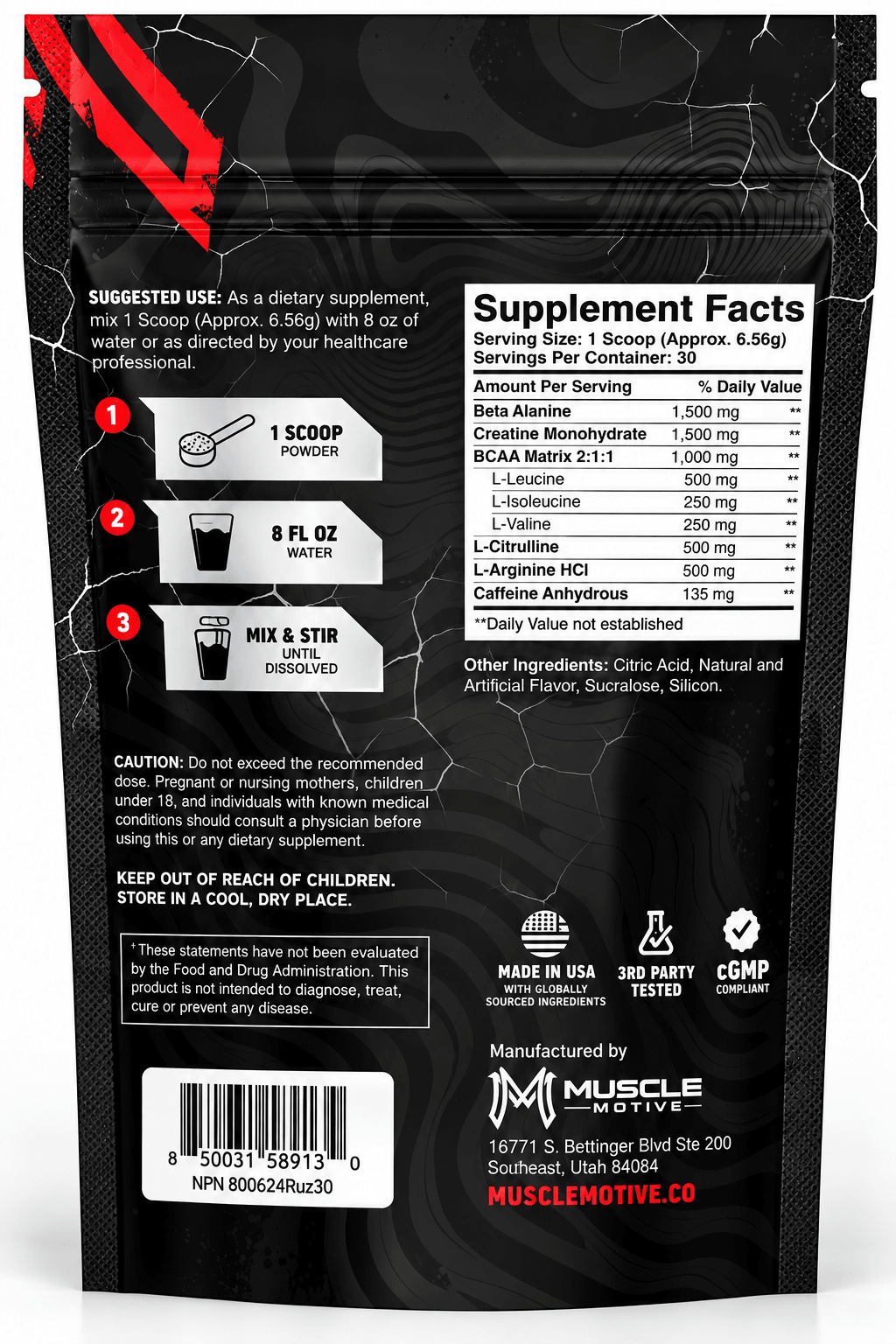 Muscle Motive Pre Workout with Creatine - Blue Razz, 30 Servings - Eleva Labs