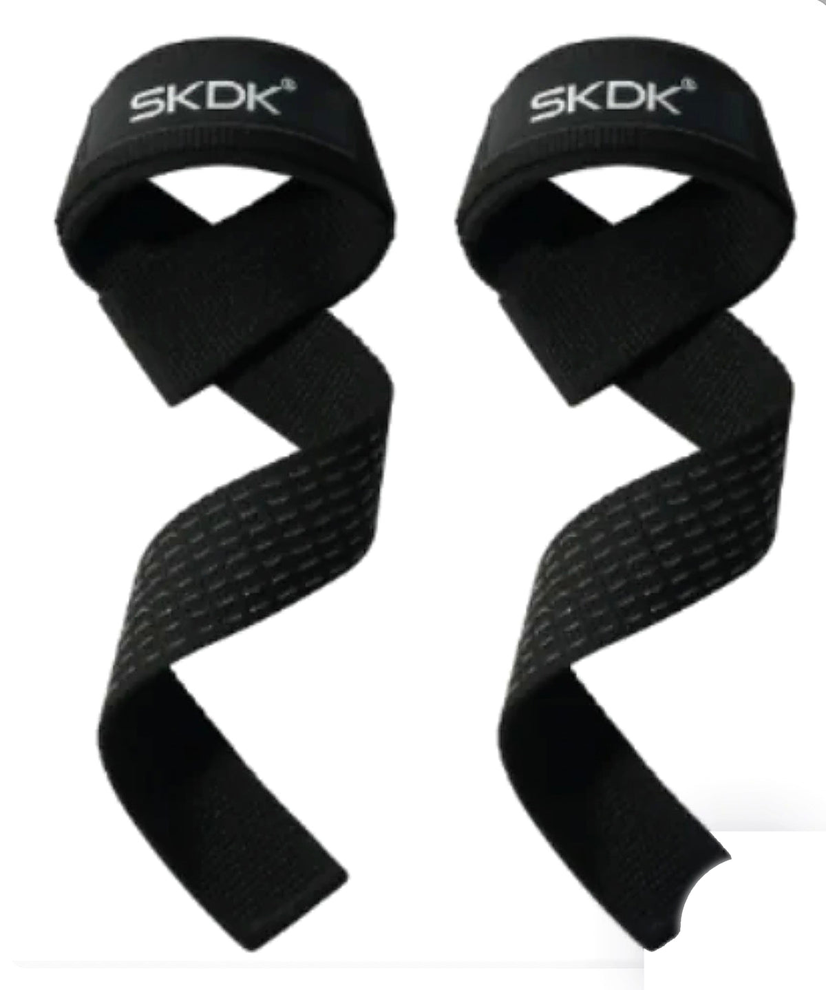 SKDK Lifting Straps – black pair with anti-slip grip